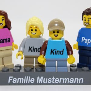 LEGO® Familie mit 2 Kinder – Vater / Mutter / Kinder – personalisiert – Geschenkidee – bedruckter Torso