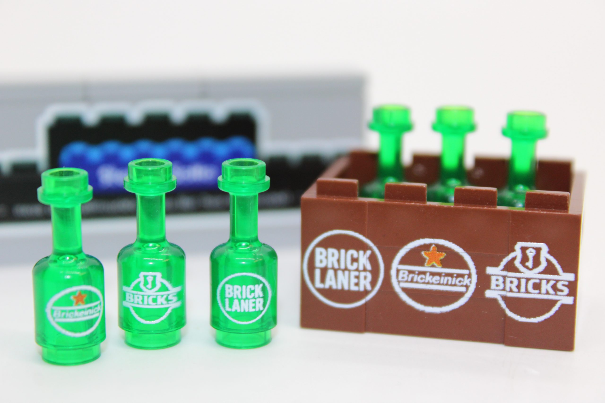 Lego ® Figurenzubehör - Bierkasten - 6 bedruckte Flaschen - brauner Kasten