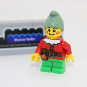 Lego (c) 1x Weihnachtsfigur - Wichtel - Weihnachts-Elf - Elfe - sandgrüne Mütze