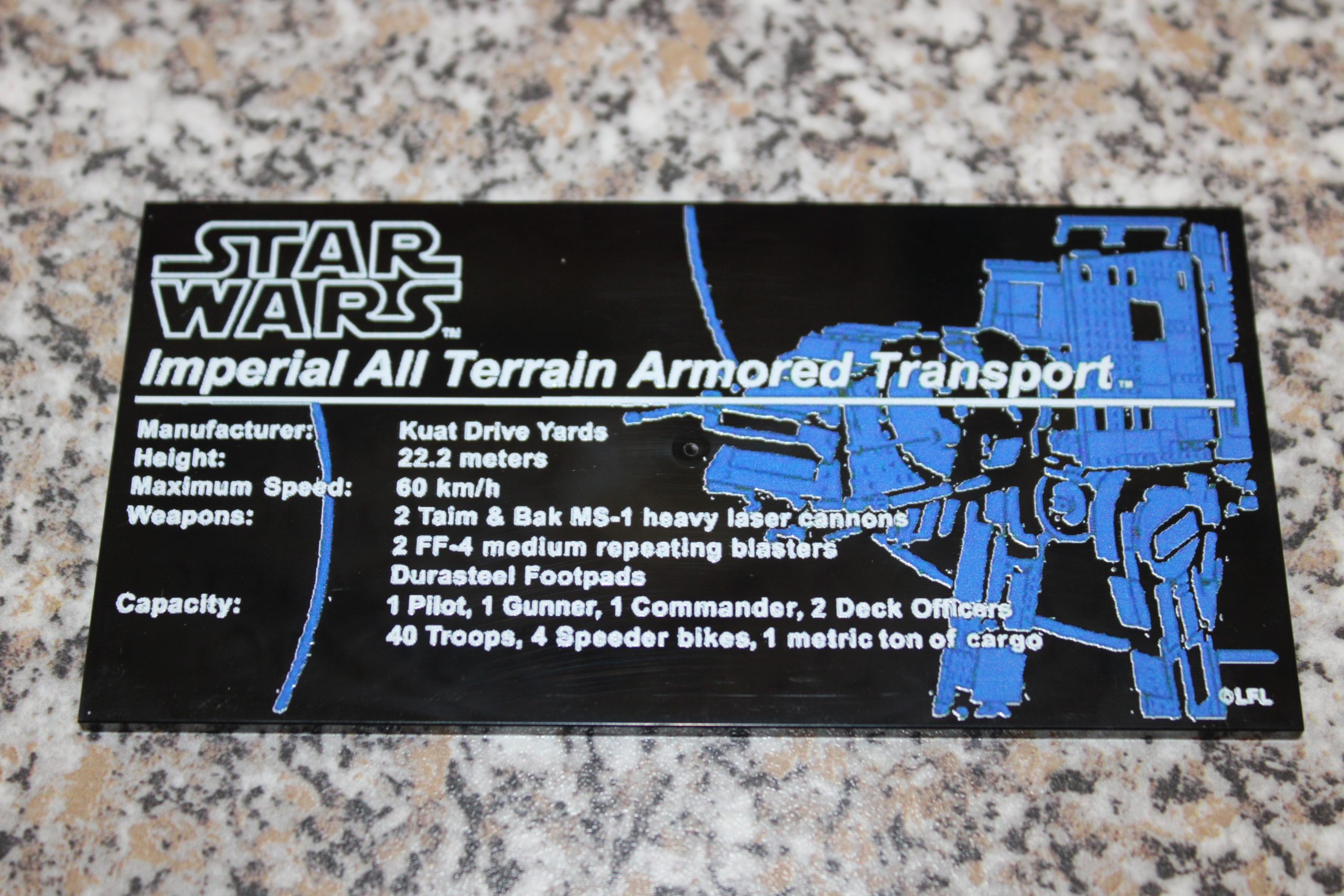 Lego ® Custom Druck - Upgrade Kit für Star Wars® UCS AT-AT™ - 75313 - bedruckte Fliese 8x16 – Bild 2