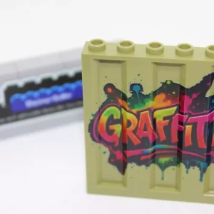LEGO ® Custom Druck - 1x Graffiti Wand - oliv grün - Motiv Graffiti Logo - moc