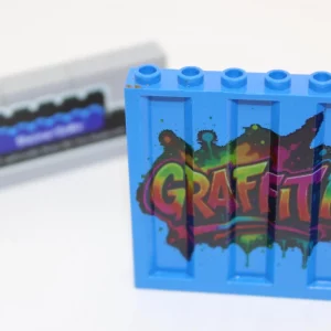 LEGO ® Custom Druck - 1x Graffiti Wand - blau - Motiv Graffiti Logo - moc