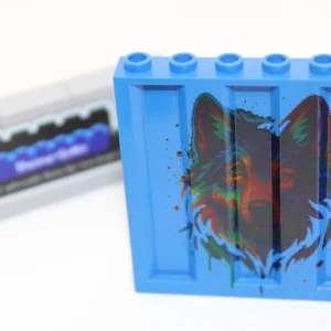 LEGO ® Custom Druck - 1x Graffiti Wand - blau - Motiv Hund - moc