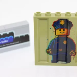 LEGO ® Custom Druck - 1x Graffiti Wand - oliv grün - Motiv Polizei Figur - moc