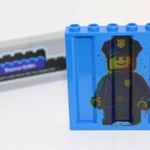 LEGO ® Custom Druck - 1x Graffiti Wand - blau - Motiv Polizei Figur - moc