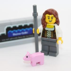 LEGO ® Ritter Figur - Bewohner - Bäuerin Ferkel / Schwein - #2 - Custom Druck