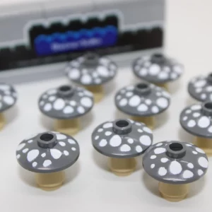 LEGO ® 10x Pilz - Pilze - rund 2x2 - dunkelgrau - Pflanze - custom druck